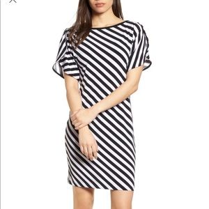 Michael Kors Size Large Tulip Sleeve Stripe Dress